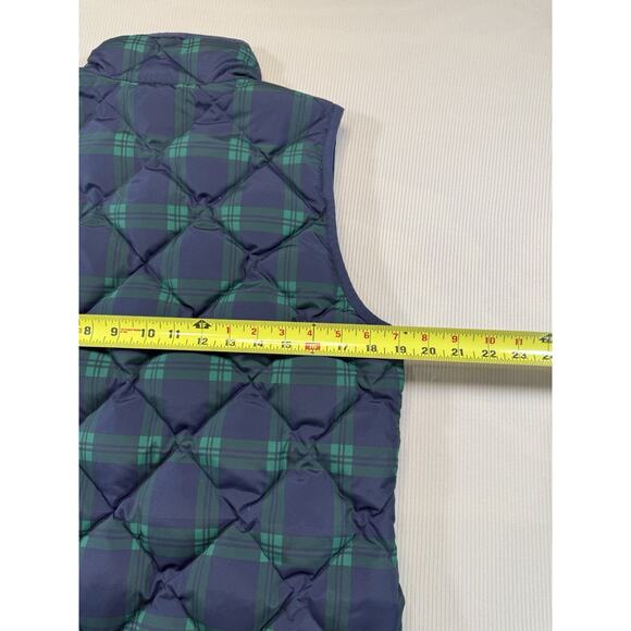 J.Crew Women’s Excursion Down Puffer Vest Navy Green Plaid Quilted Zip Size M - Picture 4 of 8